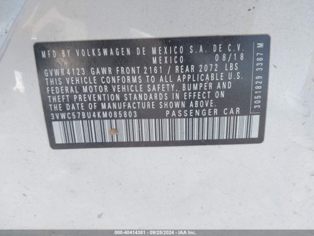 3VWC57BU4KM085803 Volkswagen Jetta 1.4t R-line/1.4t S/1.4t Se