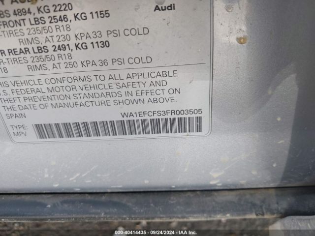 WA1EFCFS3FR003505 Audi Q3 2.0t Premium Plus