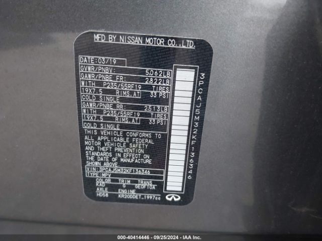 3PCAJ5M32KF136346 Infiniti Qx50 Luxe