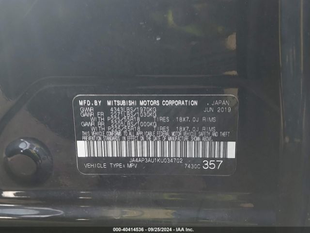 JA4AP3AU1KU034702 Mitsubishi Outlander Sport 2.0 Es