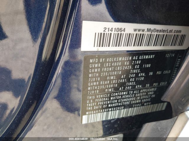 WVGAV7AX8FW562028 Volkswagen Tiguan Sel