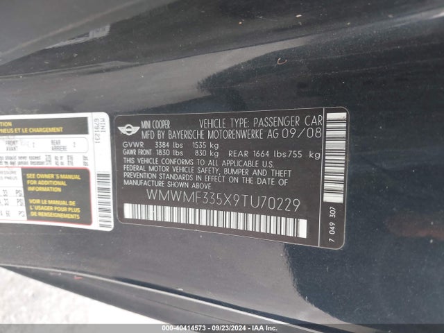 2009 MINI COOPER WMWMF335X9TU70229 Photo 8