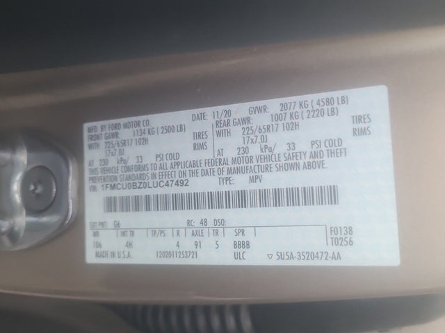 1FMCU0BZ0LUC47492 Ford Escape Se Sport Hybrid