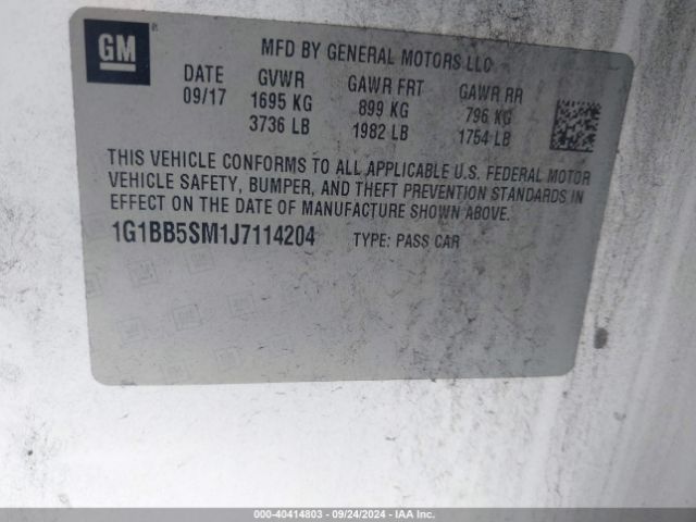 1G1BB5SM1J7114204 Chevrolet Cruze Ls Manual