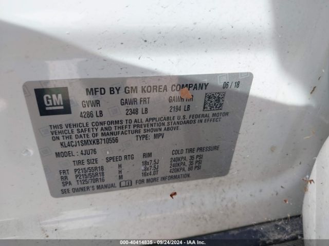 KL4CJ1SMXKB710556 Buick Encore Fwd Sport Touring