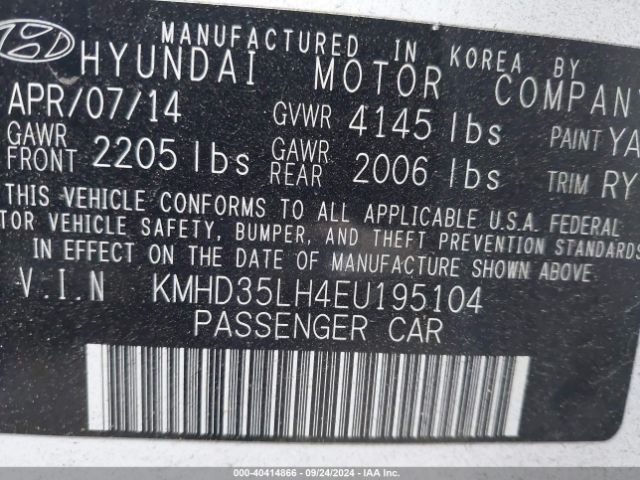 KMHD35LH4EU195104 Hyundai ELANTRA GT