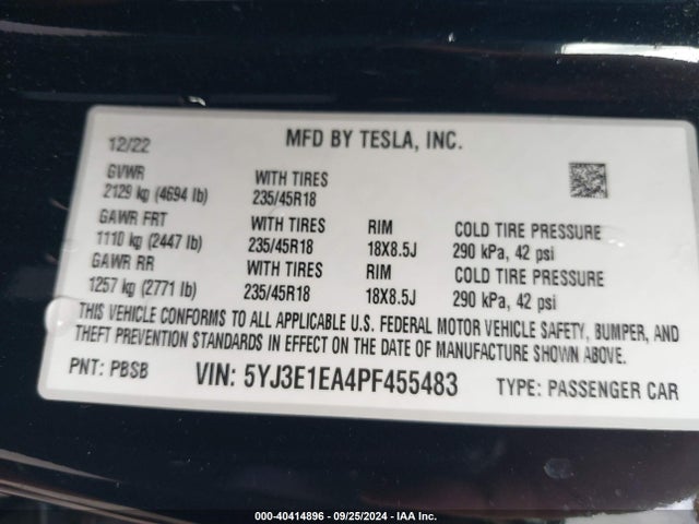 2023 TESLA MODEL 3 5YJ3E1EA4PF455483 Photo 8