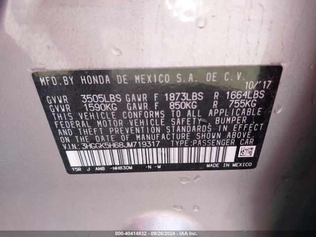 3HGGK5H68JM719317 Honda Fit Sport
