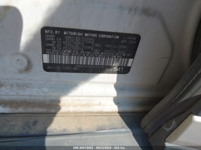 2019 MITSUBISHI OUTLANDER JA4AZ3A31KZ051438 Photo 8