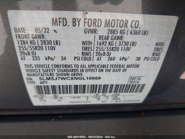 5LM5J7WCXNGL16669 Lincoln Aviator Reserve