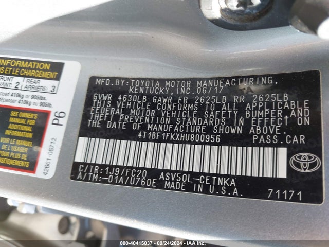 Toyota CAMRY LE 2017 4T1BF1FKXHU800956 Image 9