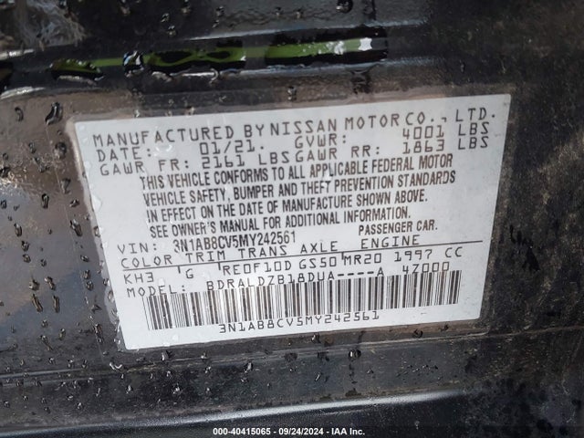 Nissan Sentra Sv Xtronic Cvt 2021 3N1AB8CV5MY242561 Image 9