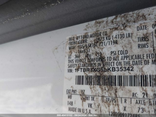 1FTBR3XG5LKB35342 Ford Transit-250 Cargo Van