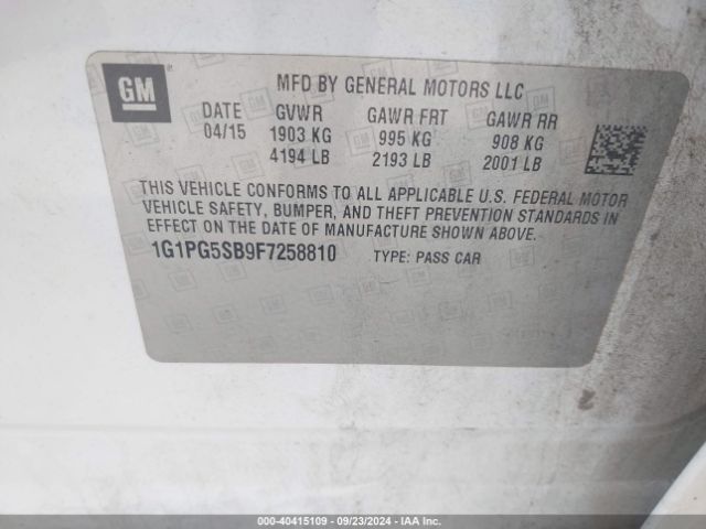1G1PG5SB9F7258810 Chevrolet CRUZE LTZ