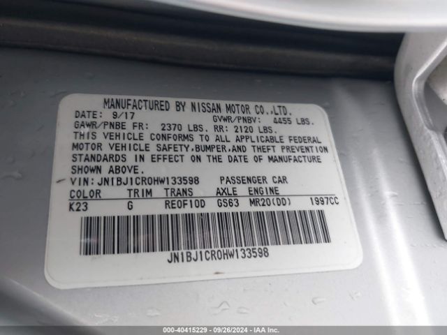 JN1BJ1CR0HW133598 Nissan Rogue Sport Sv