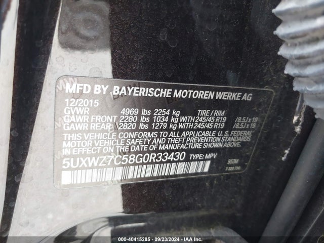 5UXWZ7C58G0R33430 BMW X3 Sdrive28i