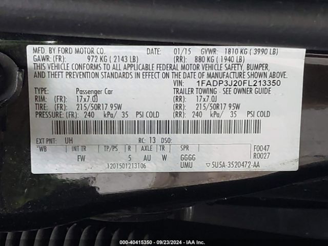 1FADP3J20FL213350 Ford Focus Titanium