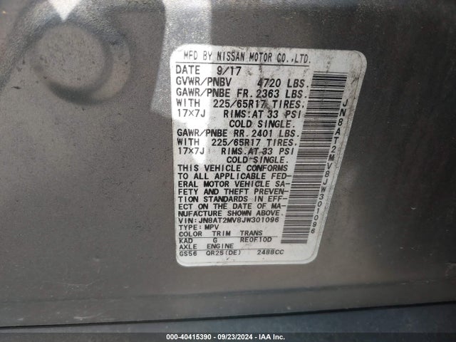 Nissan ROGUE SV 2018 JN8AT2MV8JW301096 Image 9