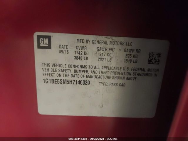 1G1BE5SM5H7146039 Chevrolet Cruze Lt Auto