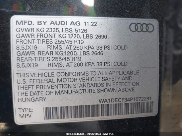 WA1DECF34P1072291 Audi Q3 Premium 45 Tfsi S Line Quattro Tiptronic