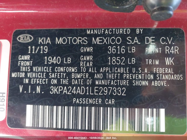 KIA RIO S 2020 3KPA24AD1LE297332 Image 9
