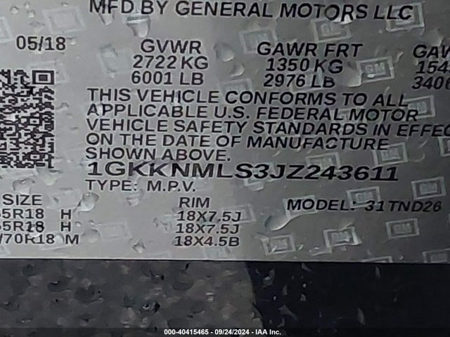 GMC Acadia Slt-1 2018 1GKKNMLS3JZ243611 Image 9