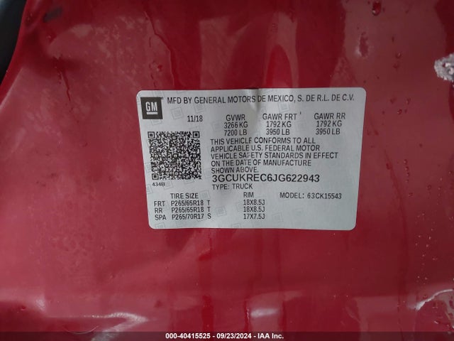Chevrolet Silverado 1500 2lt 2018 3GCUKREC6JG622943 Image 9