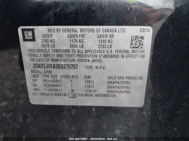 2GKFLWEK0E6279757 GMC Terrain Sle-2
