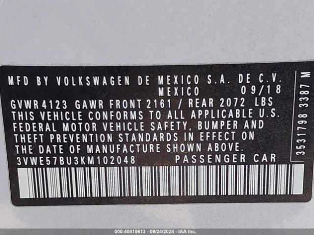 3VWE57BU3KM102048 Volkswagen Jetta 1.4t Sel