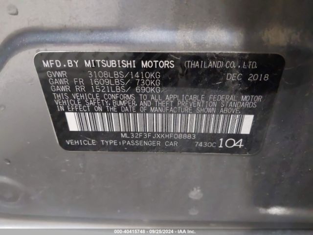 2019 MITSUBISHI MIRAGE G4 ML32F3FJXKHF08883 Photo 8