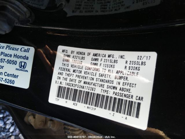 1HGCR2F50HA170383 Honda Accord Sport