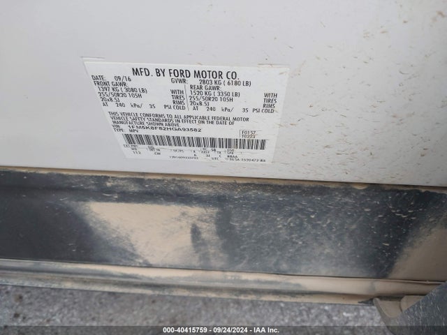 Ford Explorer Limited 2017 1FM5K8F82HGA93582 Image 9