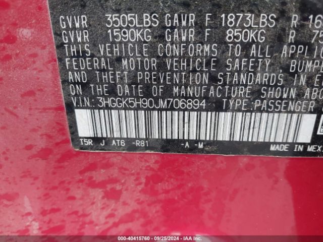 3HGGK5H90JM706894 Honda Fit Ex-l