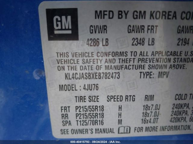 KL4CJASBXEB782473 Buick Encore