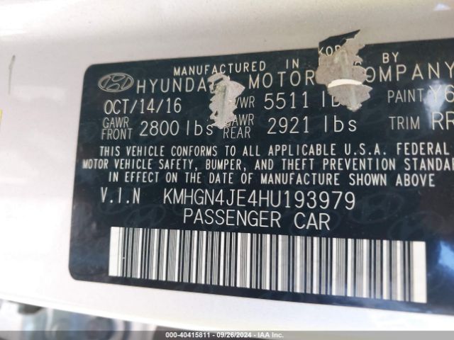 KMHGN4JE4HU193979 Genesis G80 3.8
