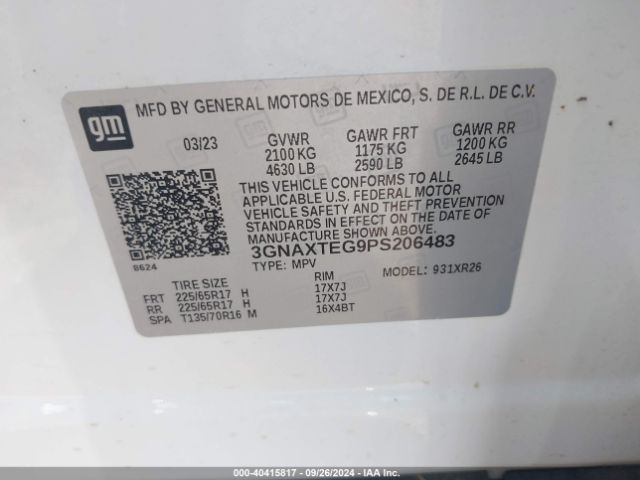 3GNAXTEG9PS206483 Chevrolet Equinox Awd 2fl
