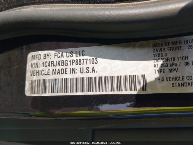 1C4RJKBG1P8877103 Jeep Grand Cherokee L Limited 4x4