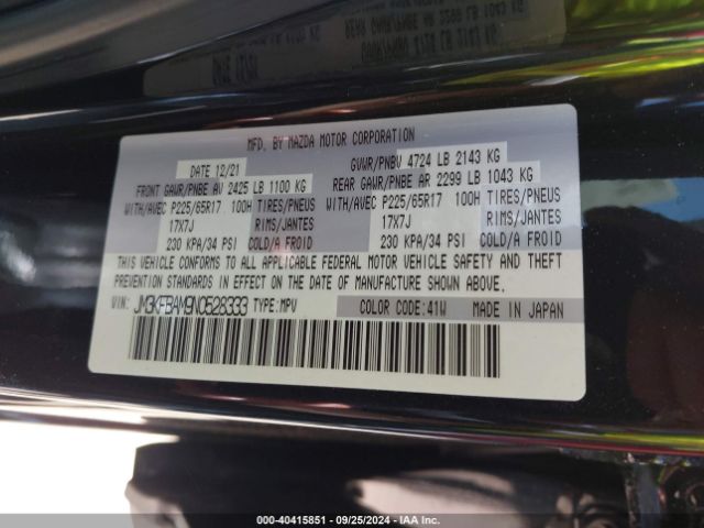 JM3KFBAM9N0528333 Mazda Cx-5 2.5 S