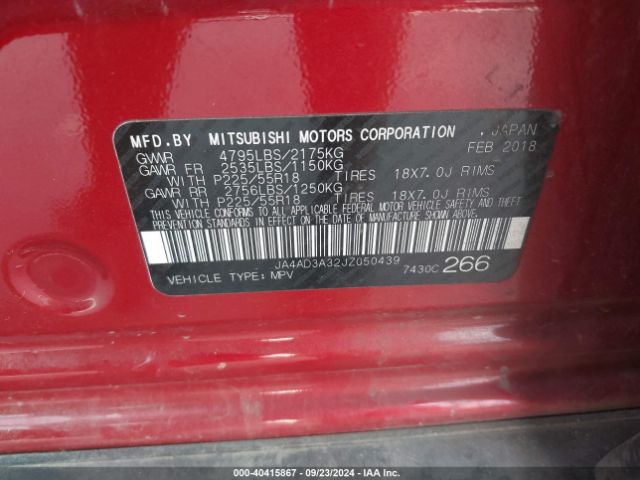 JA4AD3A32JZ050439 Mitsubishi Outlander Le