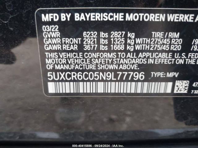5UXCR6C05N9L77796 BMW X5 Xdrive40i