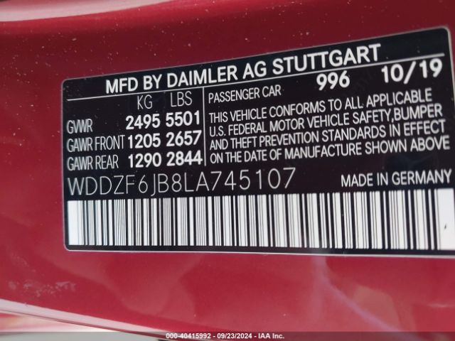 WDDZF6JB8LA745107 Mercedes-Benz E 450 4matic
