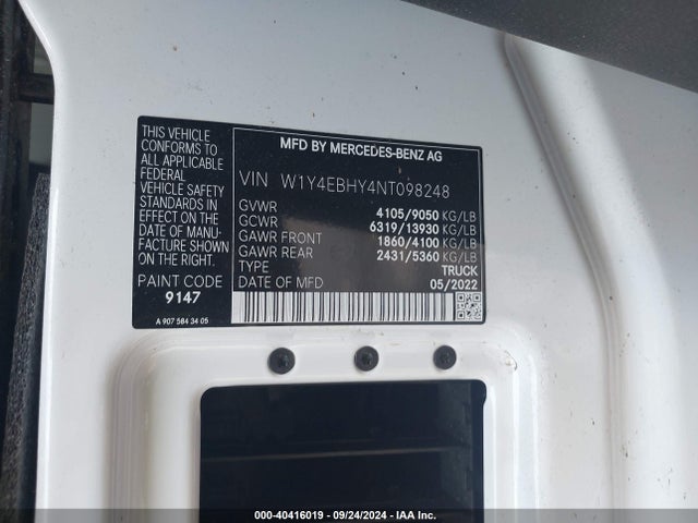 W1Y4EBHY4NT098248 Mercedes-Benz Sprinter 2500 Standard Roof V6