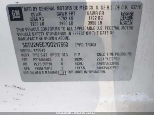 3GTU2NEC7GG217563 GMC Sierra 1500 Slt