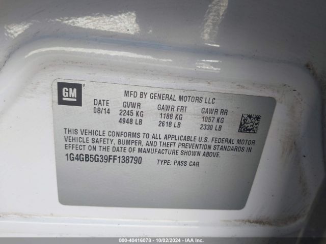 1G4GB5G39FF138790 Buick Lacrosse Leather