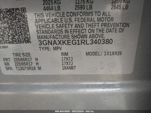 3GNAXKEG1RL340380 Chevrolet Equinox Fwd Lt
