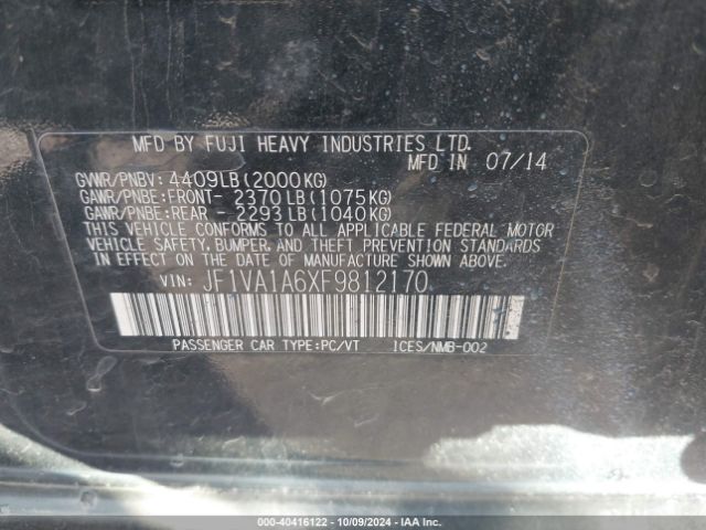 2015 SUBARU WRX JF1VA1A6XF9812170 Photo 8