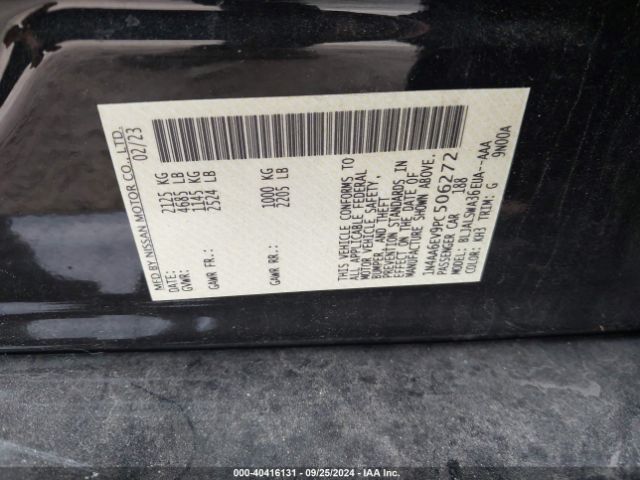 1N4AA6EV9PC506272 Nissan Maxima Sr Xtronic Cvt