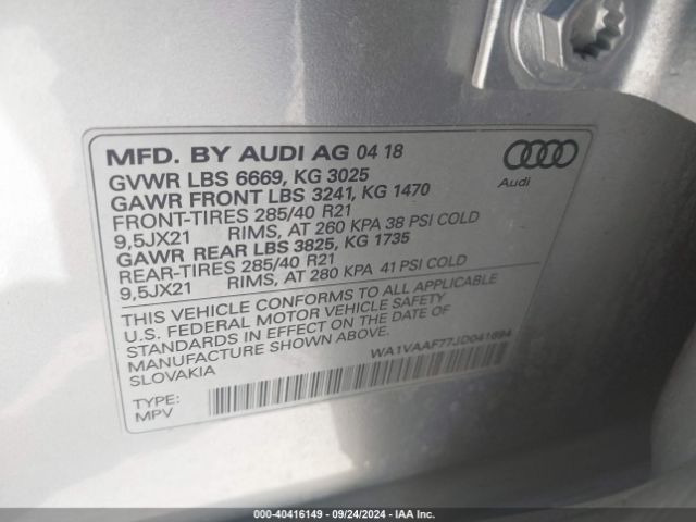 WA1VAAF77JD041694 Audi Q7 3.0t Premium