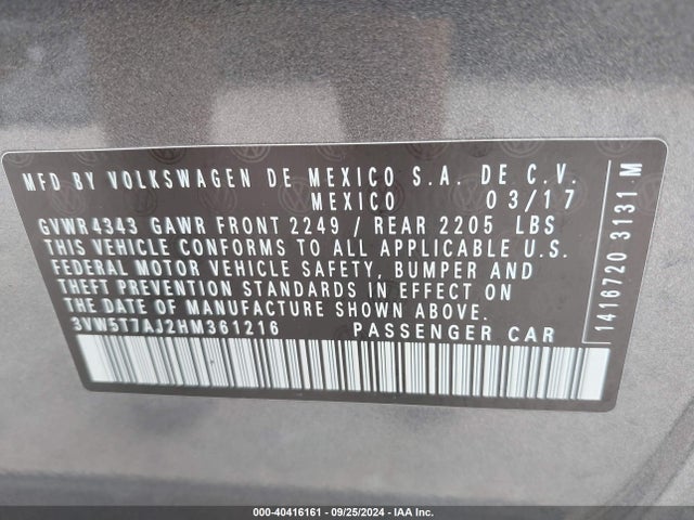 3VW5T7AJ2HM361216 Volkswagen JETTA GLI