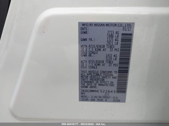 5N1DL0MM4HC522643 Infiniti QX60